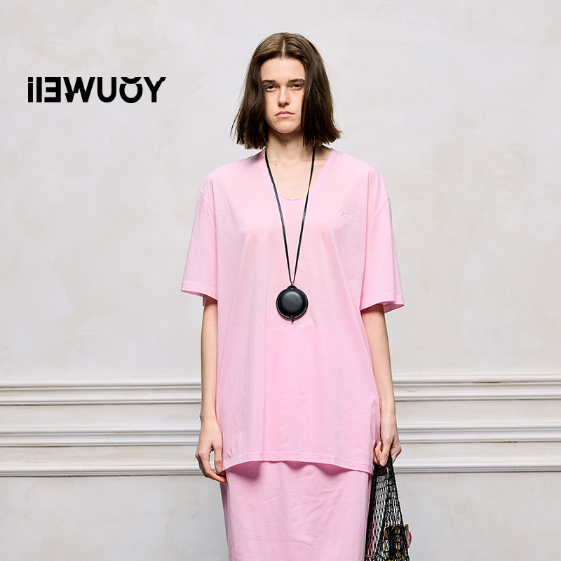 有尾懒人系U领短袖T恤