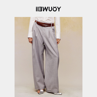 Y5424114 直筒裤 YOUWEI有尾春季 醋酸羊毛压痕长裤