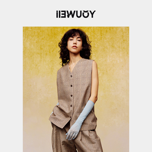 YOUWEI有尾春季 节点棉格纹两穿马甲OL风马夹Y3624109