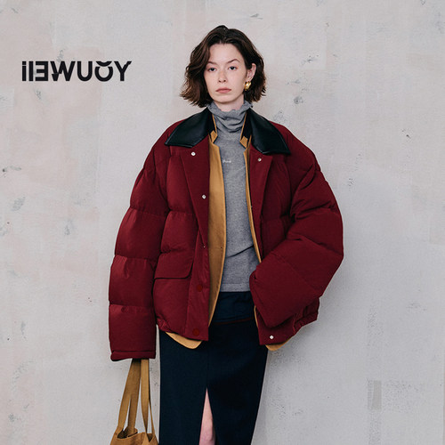 有尾保暖棉外套阔版翻领羽绒服