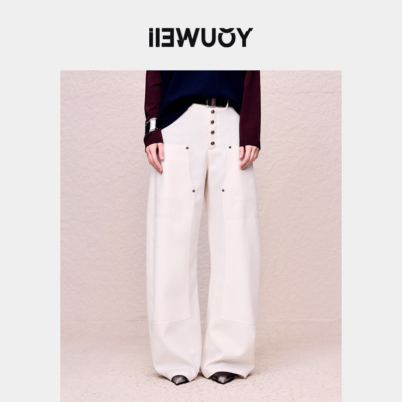 YOUWEI有尾2024秋季阔腿裤西部含羊毛蛋形宽松长裤Y5424319,女装/女士精品,休闲裤,淘宝优惠券,粉丝福利购,淘宝优惠卷