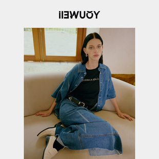 衬衫 内搭短袖 条纹水洗牛仔Y1423214 优惠专属 YOUWEI