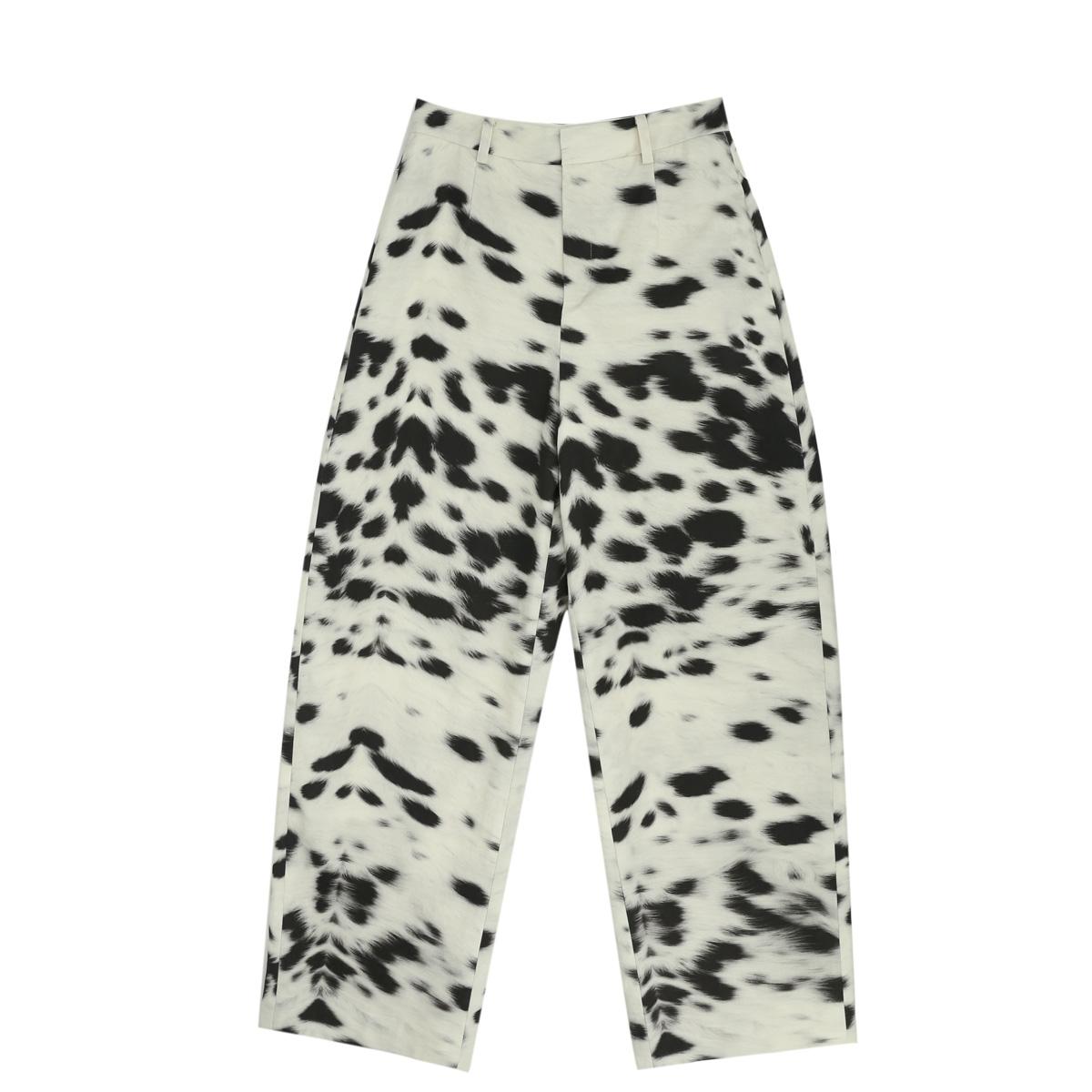 斑点皮草纹定制印花直身长裤