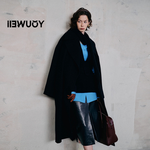 YOUWEI有尾2024冬季 Y3924416 凤尾花胸针大衣女羊毛外套中长款