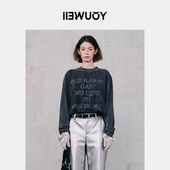 YOUWEI有尾2024冬季 复古字母水洗长袖 T恤女打底Y1224412