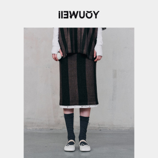 复古印花毛织半裙女Y5824418 2024冬季 YOUWEI有尾 白百何同款