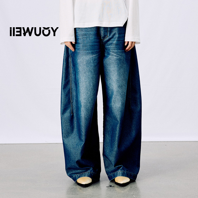 有尾女装定制皮标银葱牛仔裤休闲