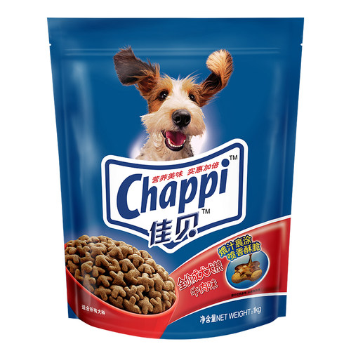 佳贝(chappi)成犬犬粮1kg*3袋 全价狗干粮牛肉味