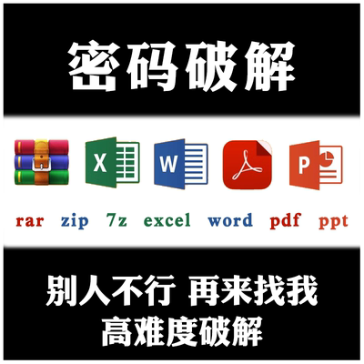 压缩包密码解除zip/rar/7z/pdf/word/excel/文件解密忘记密码找回