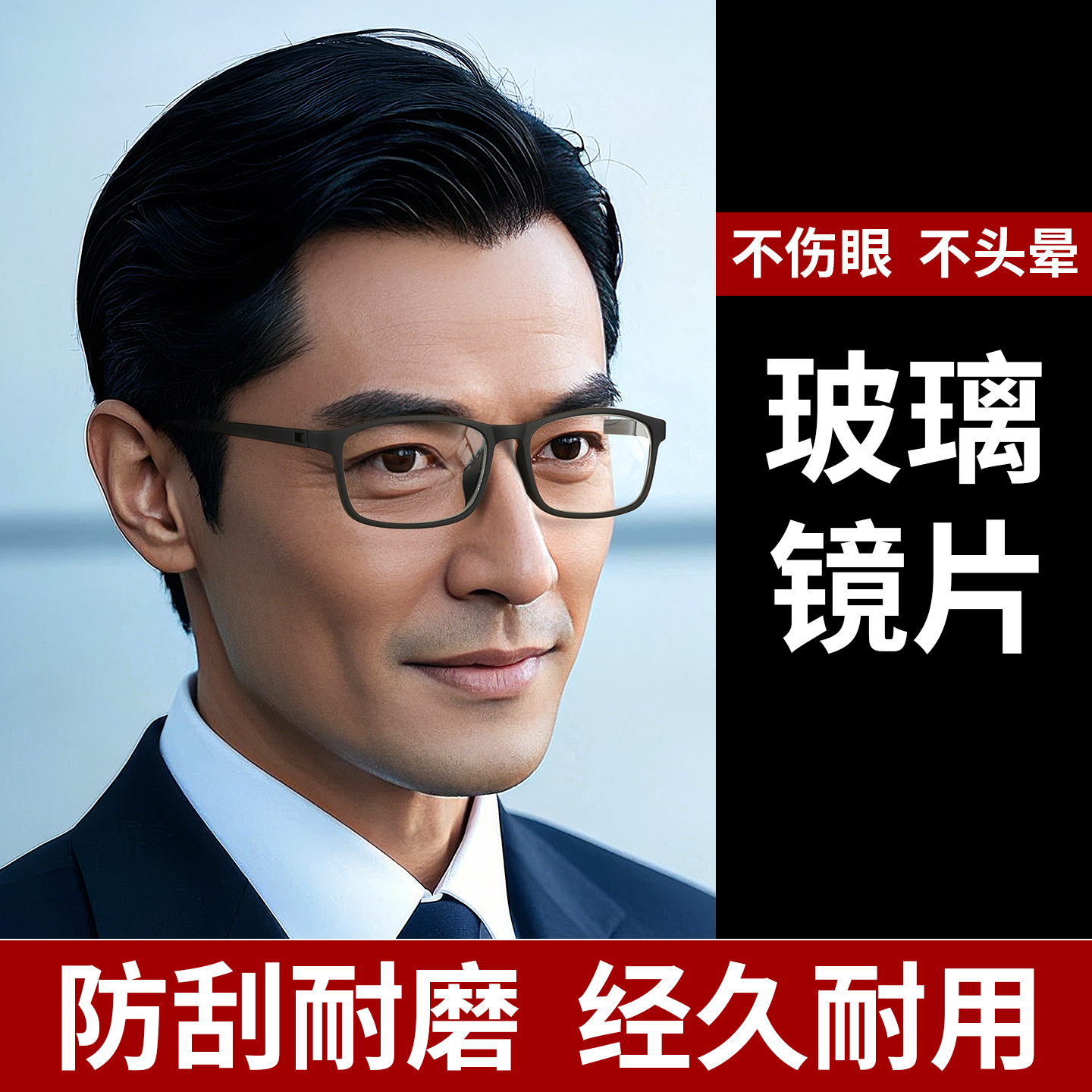 高清真玻璃老花眼镜男官方旗舰店