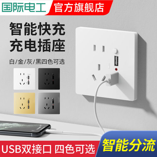 国际电工usb五孔充电插座