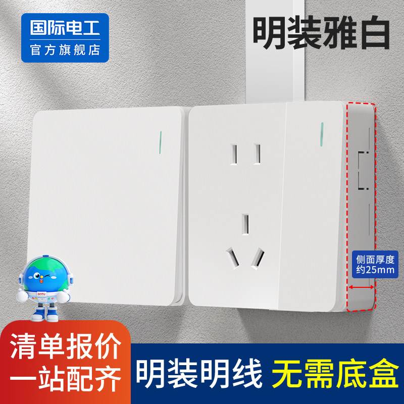 国际电工明装10孔插座面板图片