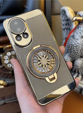 陀螺支架适用华为Nova13手机壳蜂窝孔散热nova12/11pro简约全包镜头膜12ultra时尚nova10电镀金色PC硬薄款男
