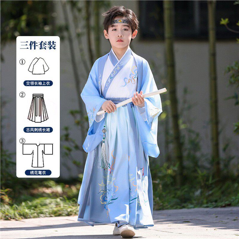 儿童汉服国学服唐装少爷装公子服春装2026新款古装小学生帅气