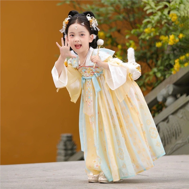 女童汉服秋季2026新款儿童中国风唐装长袖古风中秋连衣裙古装秋款