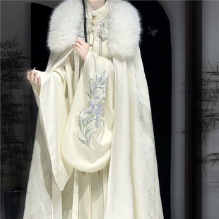 半溪月原创汉服 暮雪 斗篷冬季加绒厚款明制提花古风汉元素上衣