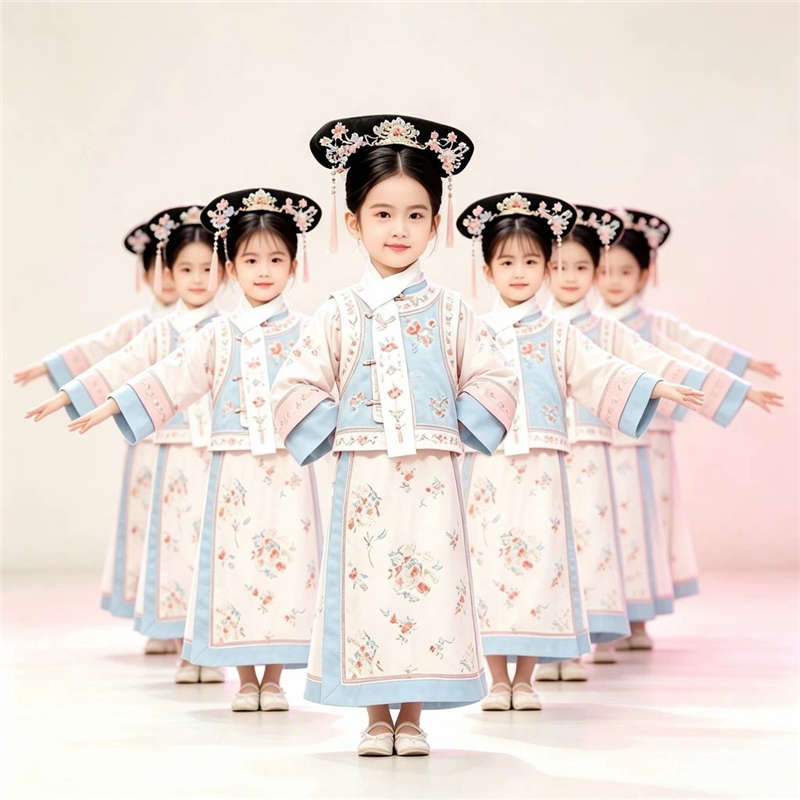 儿童格格服春秋季新款清朝宫廷2025女童汉服古装新中式旗袍套装