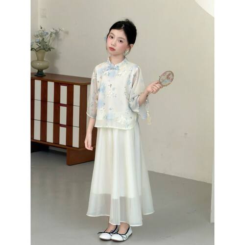 女童夏装国风套装新中式汉服裙子2026新款古风夏季国风儿童两件套