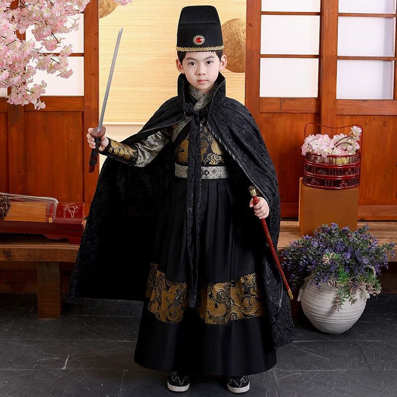 汉服儿童飞鱼男童古装武侠锦衣卫演出服古代侍卫服装捕快服装
