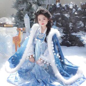 汉服女童秋冬款2024新款儿童古风超仙连衣裙小女孩古装中国风唐装