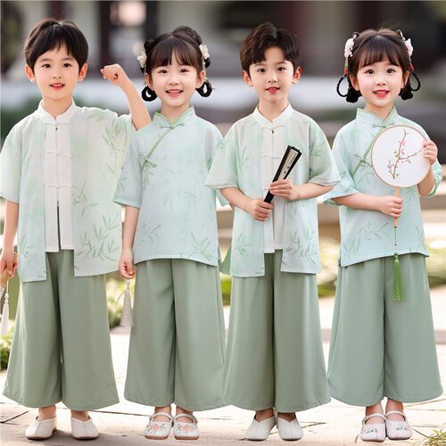 配件定制新款青竹原创儿童中国风汉服表演服夏装古风