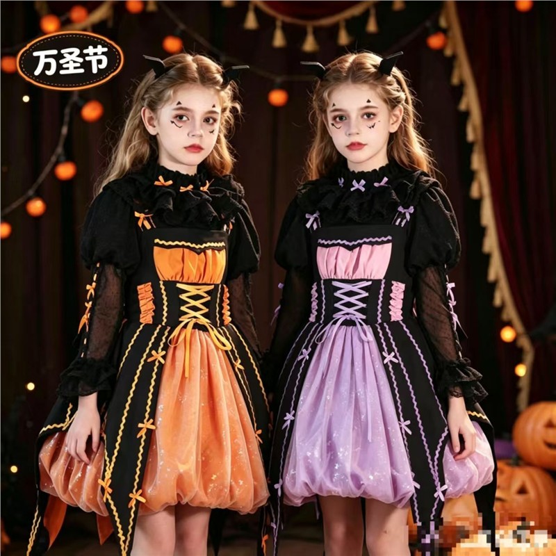 女童连衣裙万圣节服装儿童女巫幼儿园演出服公主裙小女孩装扮裙子