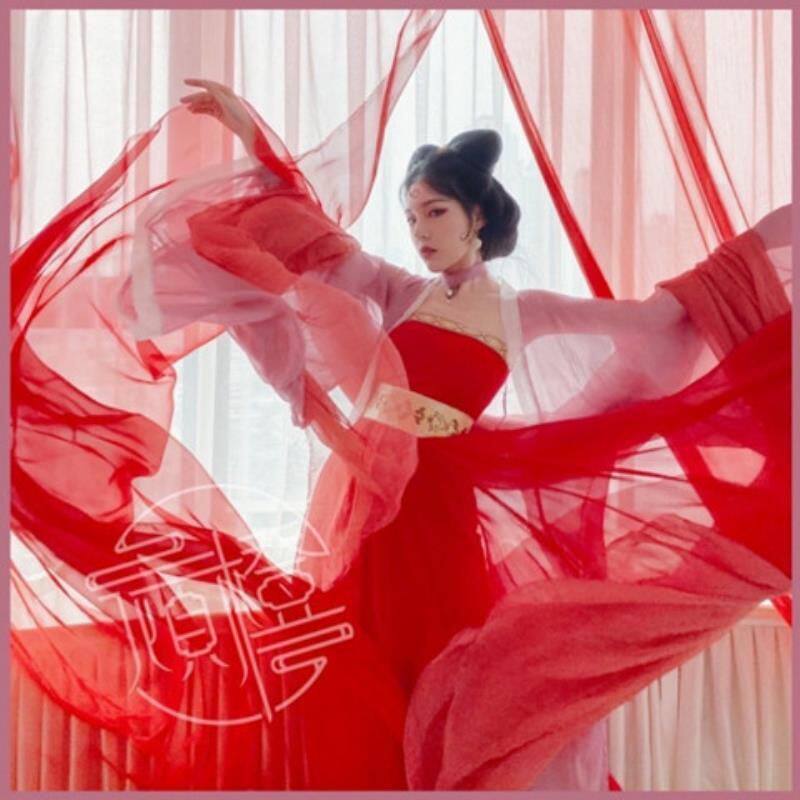 小橙子同款妲己 汉服女学生古装长款汉元素 演出服古风超仙舞蹈服