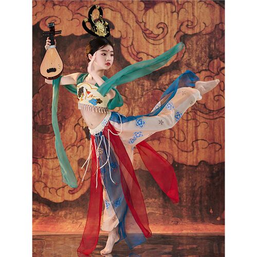 新款敦煌飞天舞蹈服演出服女飞天乐鼓飘逸西域民族风古典舞舞台装