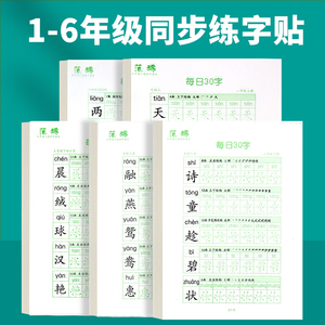 一年级二年级字帖每日30字练字帖小学生三上册下册每日一练点阵控笔训练儿童人教版语文同步练习册写字专用硬笔书法练字本楷