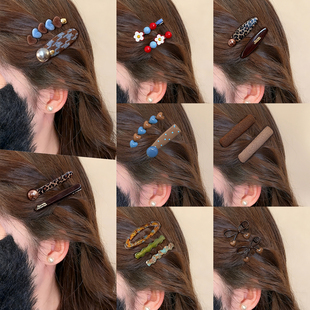 高级感咖色发夹女2026新款高端刘海碎发夹子边夹侧边一字发卡头饰