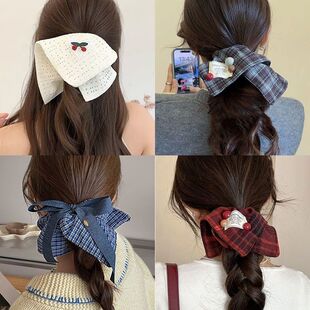 2025新款韩式方巾发圈猪大肠甜美百搭发圈超大法式格子