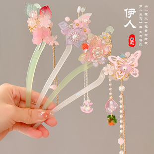 儿童古风汉服发饰女童盘头发发簪国风簪子小女孩步摇头饰流苏发钗