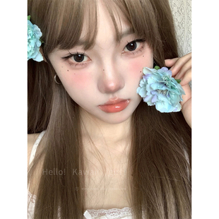 晕染蓝色山茶花发夹纯欲甜美清新感仿真花朵发卡海边度假风侧边夹
