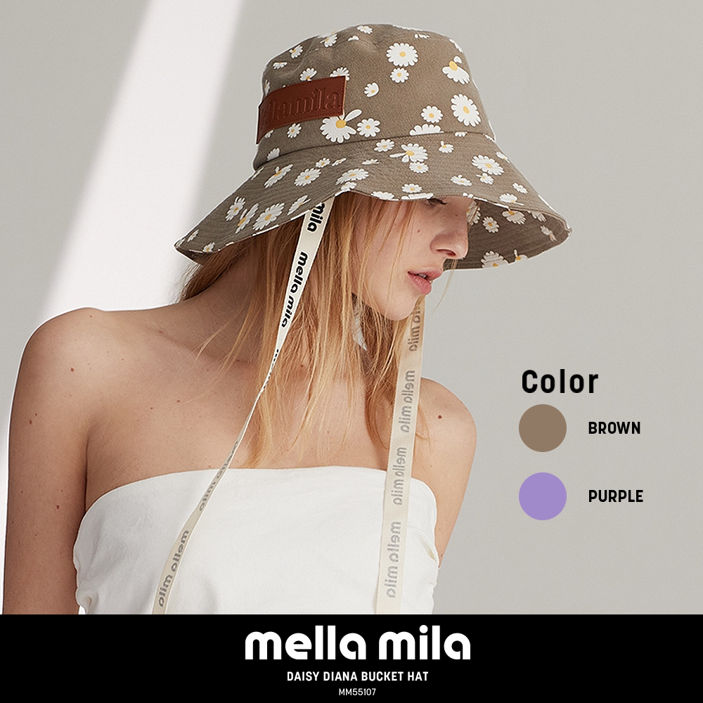 Mellamila韩国帽子女大帽檐防晒轻质渔夫帽雏菊花夏季户外遮阳帽