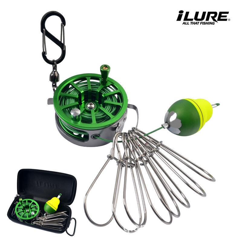 爱路亚便携鱼锁收缩活鱼扣轮锁鱼器带轮式鱼扣快挂路亚锁防滑