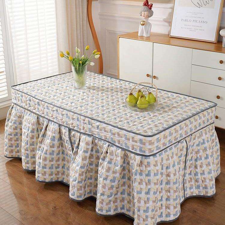 长方形烤火桌罩套桌布罩桌罩取暖桌电炉罩茶几电暖炉套裙摆款