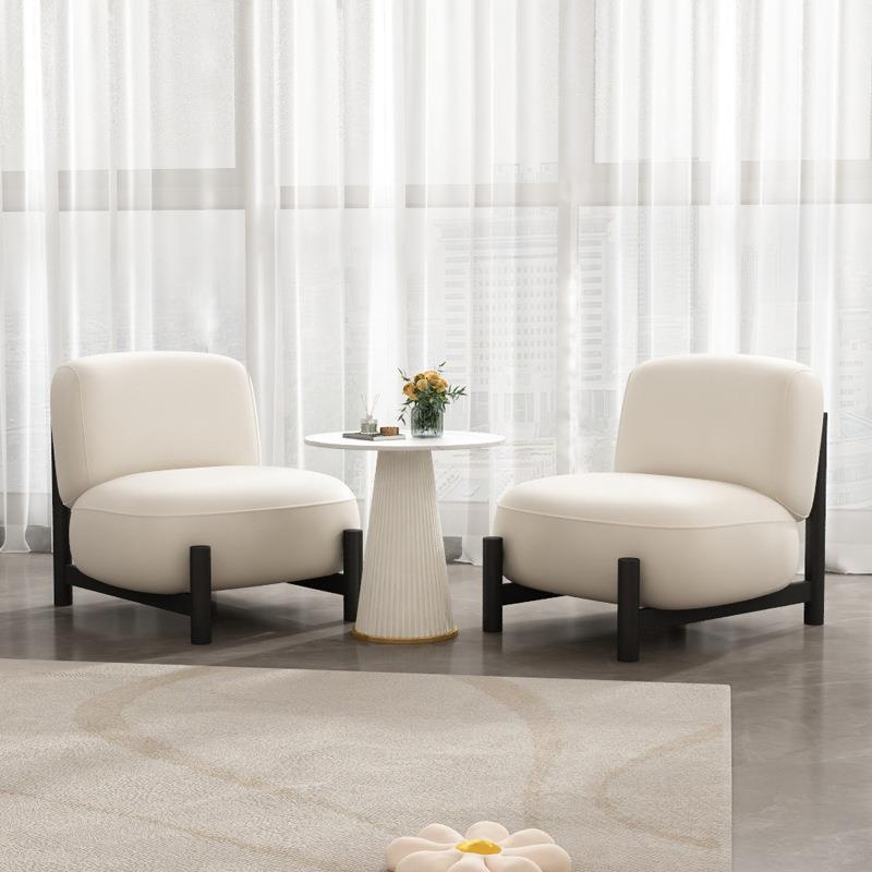 奶茶店甜品店洽谈椅单人沙发椅奶油风设计师款内阳台休闲桌椅组合