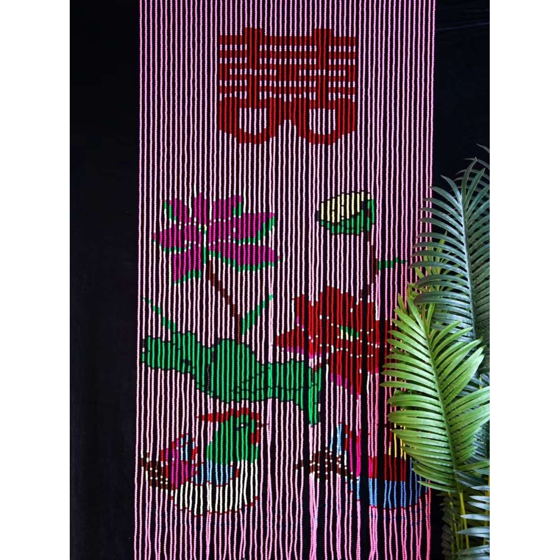 A10L新款纯手工门帘玄关隔断珠帘挂帘家用屏风卫生间装饰帘成品粉