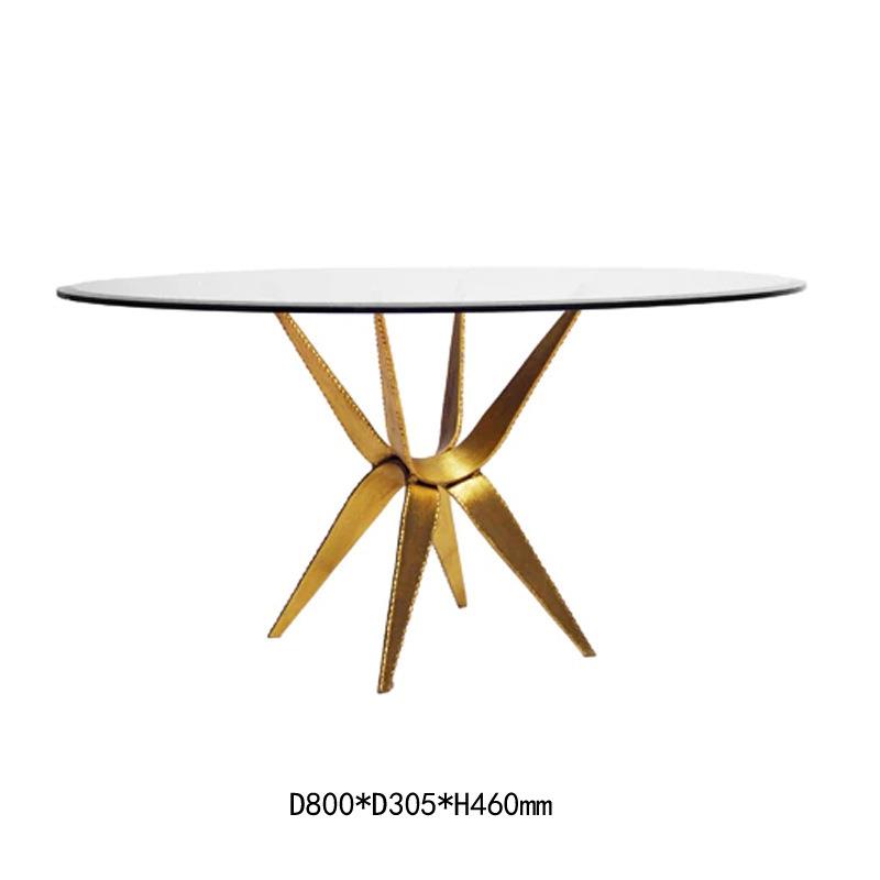 轻奢沙发边几/极简钢化玻璃圆桌欧式客厅小茶几铁艺复古酒店角几