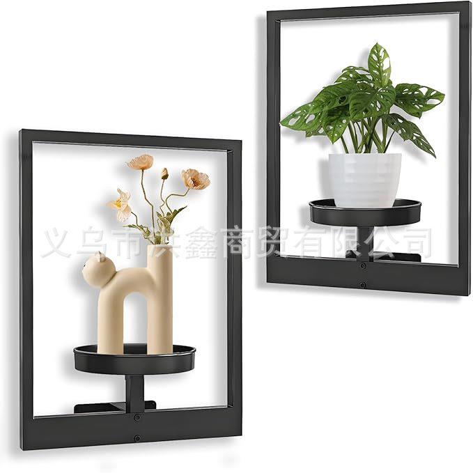 跨境新款金属花架壁挂式植物支架客厅墙壁装饰花卉展示架置物架