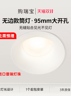 无边款嵌入式筒灯95mm开孔智能家用客厅走廊高亮深防眩筒灯全光谱