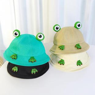 儿童可爱青蛙渔夫帽夏季 韩版 防紫外线防晒遮阳盆帽男女小孩帽子