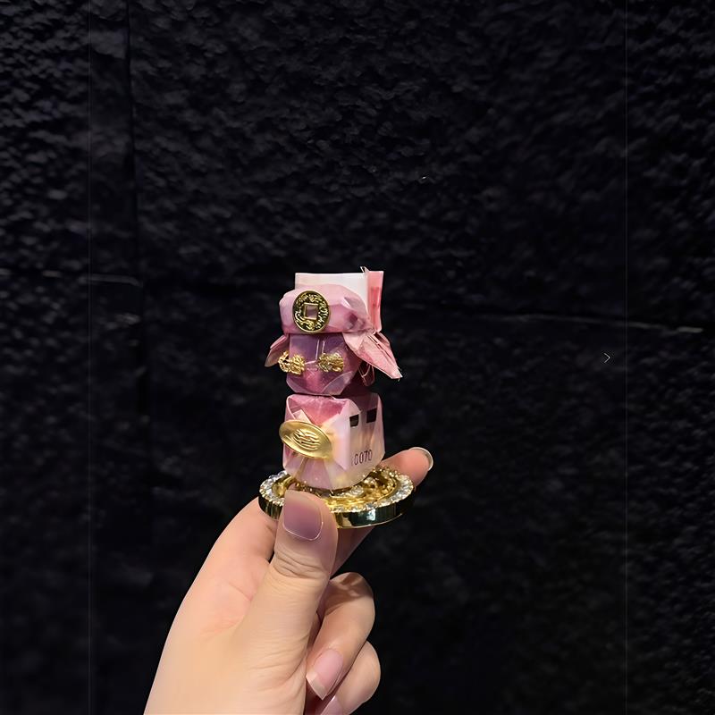 财神爷折纸车载摆件diy材料时来运转镶钻合金招财转转乐旋转底座