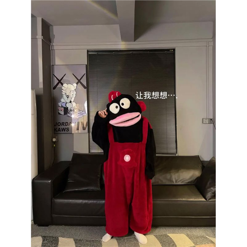 卡通情侣加绒加厚连帽可爱搞怪睡袍男冬天小丑鱼连体睡衣家居服女