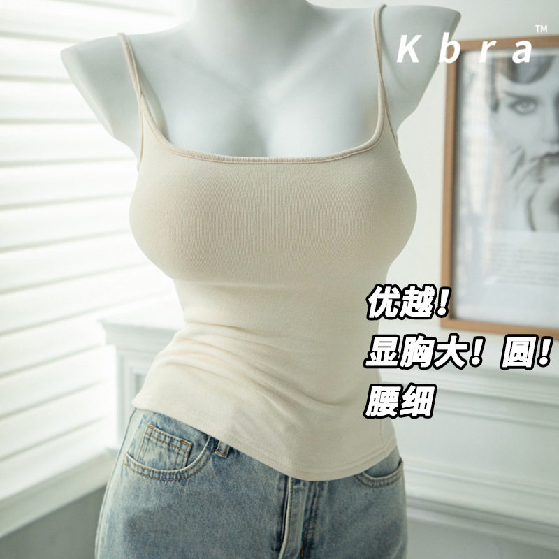 Kbra漫画胸吊带夏季带胸垫背心女小胸外扩显大打底上衣内搭外穿图片