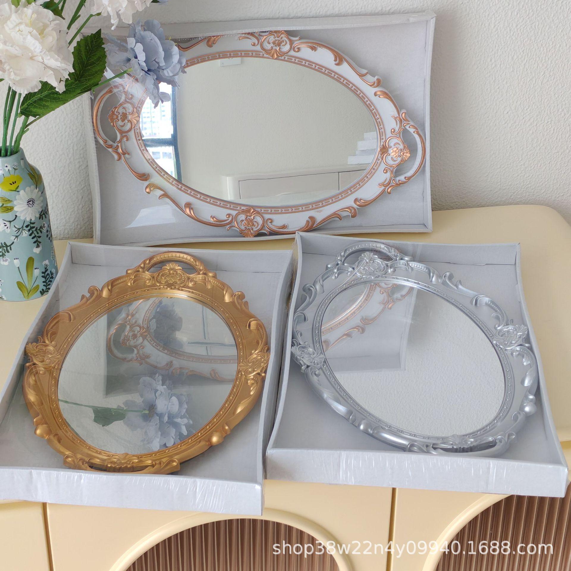 首饰展示金色玻璃托盘镜面饰品珠宝梳妆台收纳盘店铺拍摄道具摆件