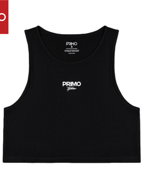 Primo新款露脐上衣运动内衣女款简约运动修身瑜伽宽松黑色
