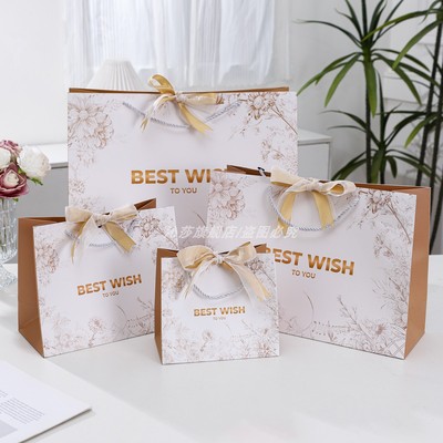 沁莎卡纸白色繁花礼品袋亏本冲量