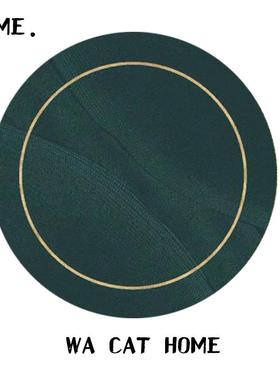 5zv7批发轻奢墨绿色转地毯客厅美式现代茶几毯书房衣帽间吊篮圆形