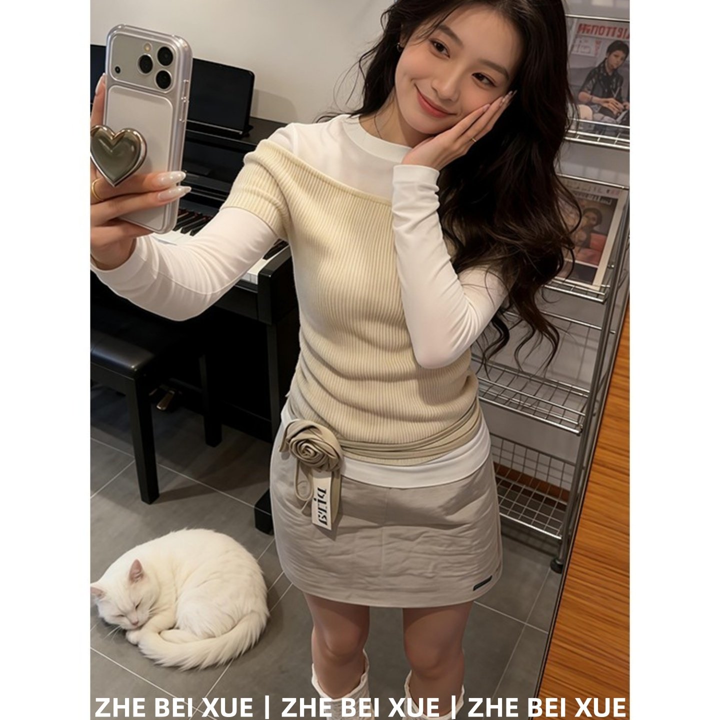 套装女韩系针织毛衣叠穿长袖打底衫高腰半身裙独特漂亮冬装一整套,女装/女士精品,时尚套装,淘宝优惠券,粉丝福利购,淘宝优惠卷